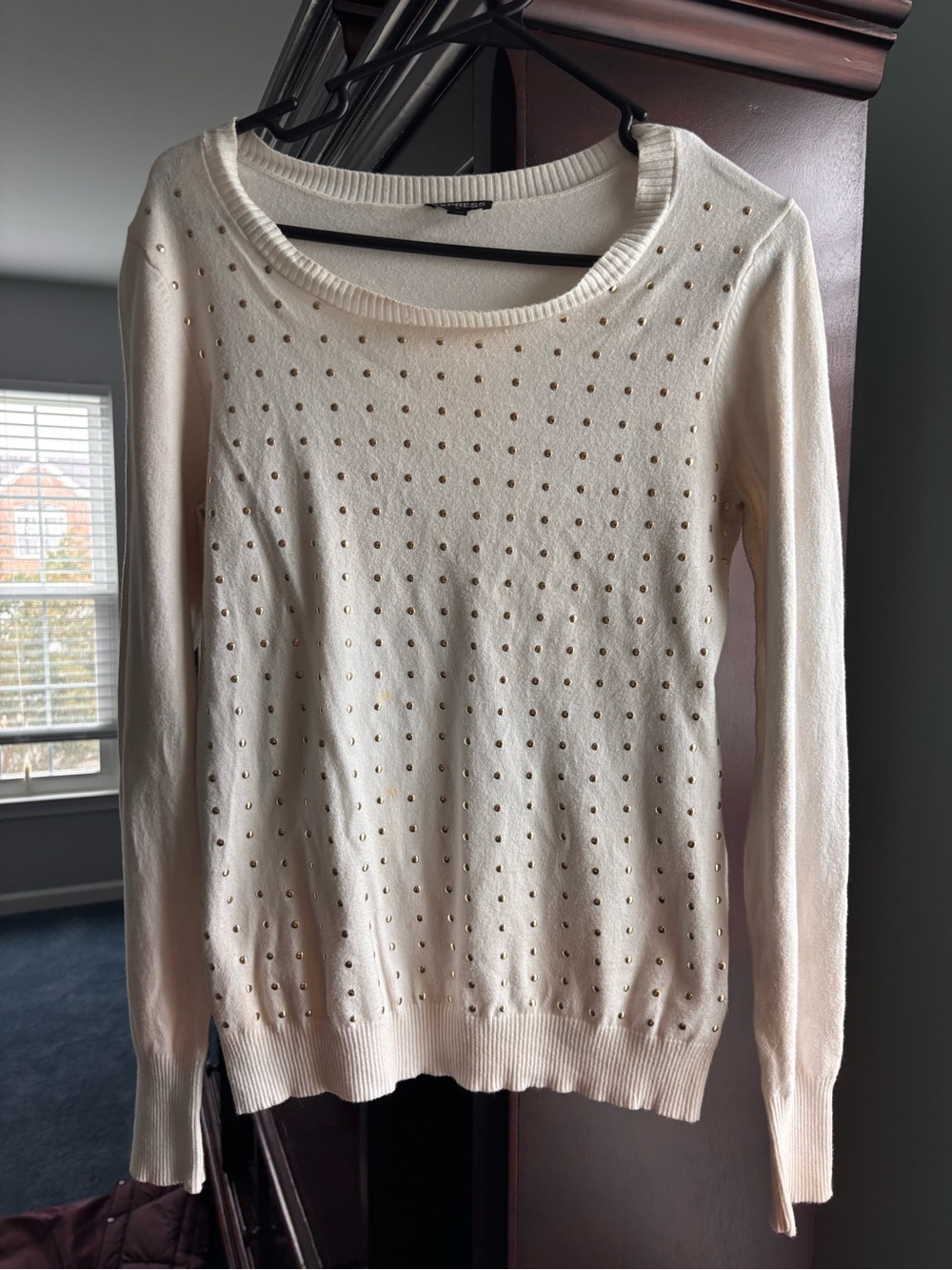 Express Cream Sweater with Gold Detail